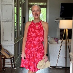 Floral Pink Halter Dress